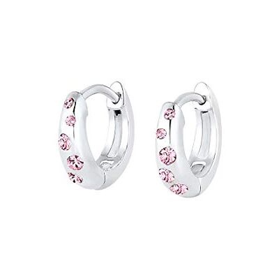 Elli Kreolské náušnice stříbro 925 dámské kreolské náušnice s kameny růžové 0. 005ct 0. 015ct průměr 10 mm Hoops 0305742518 Elli Kreolské náušnice stříbro 925 dámské kreolské náušnice s kameny růžové 0. 005ct 0. 015ct průměr 10 mm Hoops 0305742518