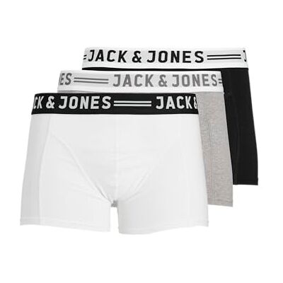 JACK & JONES Male Trunks balení 3 ks Trunks, Light Grey Melange/Black/White, L JACK & JONES Male Trunks balení 3 ks Trunks, Light Grey Melange/Black/White, L