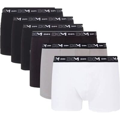 DIM Pánské boxerky balení po 6 kusech prodyšná strečová bavlna optimální držení bez etikety, černá/šedá/bílá/černá/černá, L DIM Pánské boxerky balení po 6 kusech prodyšná strečová bavlna optimální držení bez etikety, černá/šedá/bílá/černá/černá, L