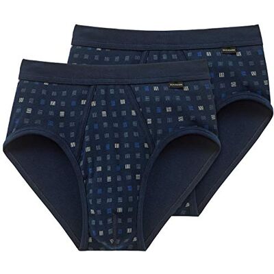 Schiesser Sportovní slipy Essentials bavlna jemné žebrování dvojité balení vzor bílý, Navy_225167, L Schiesser Sportovní slipy Essentials bavlna jemné žebrování dvojité balení vzor bílý, Navy_225167, L