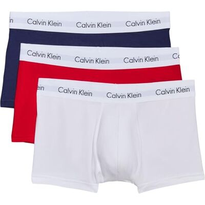 Calvin Pánské Boxershorts LOW RISE TRUNK bez zásahu, 3 Pack U2664G, vícebarevná (998 bílá, červený zázvor, Pyro modrá), L Calvin Pánské Boxershorts LOW RISE TRUNK bez zásahu, 3 Pack U2664G, vícebarevná (998 bílá, červený zázvor, Pyro modrá), L