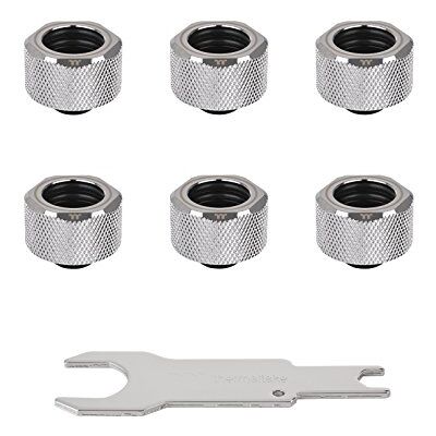 Thermaltake Pacific Chrome C-Pro G1/4 PETG 16mm OD Compression Fitting 6 Pack CL-W213-CU00SL-B Thermaltake Pacific Chrome C-Pro G1/4 PETG 16mm OD Compression Fitting 6 Pack CL-W213-CU00SL-B