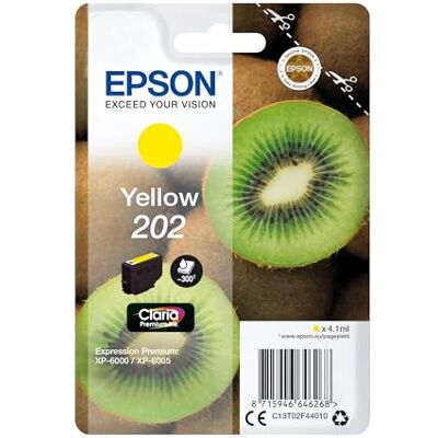 Epson 202 Yellow Kiwi High Yield Genuine, Claria Premium Ink Cartridge Epson 202 Yellow Kiwi High Yield Genuine, Claria Premium Ink Cartridge