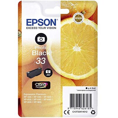 Epson Originální inkoustová kazeta Orangen Claria 33 černá – 1 x 6,4 ml – originální inkoustové náplně pro optimální výsledky tisku Epson Originální inkoustová kazeta Orangen Claria 33 černá – 1 x 6,4 ml – originální inkoustové náplně pro optimální výsledky tisku