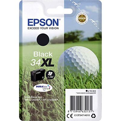 Epson Originální Golfball DURABrite 34XL extra velká samostatná inkoustová patrona černá – 1 x 16,3 ml – originální inkoustové náplně pro optimální výsledky tisku Epson Originální Golfball DURABrite 34XL extra velká samostatná inkoustová patrona černá – 1 x 16,3 ml – originální inkoustové náplně pro optimální výsledky tisku