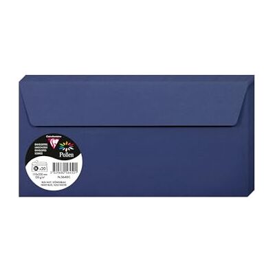 Clairefontaine 5645C balení s 20 obálkami pylu ve formátu DL, 110 x 220 mm, 120 g, ideální pro pozvánky a korespondenci, královská modrá, 1 balení Clairefontaine 5645C balení s 20 obálkami pylu ve formátu DL, 110 x 220 mm, 120 g, ideální pro pozvánky a korespondenci, královská modrá, 1 balení