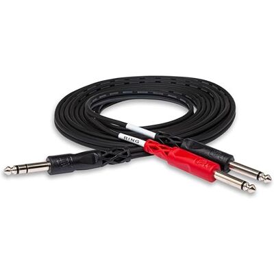 Hosa STP-202 vstupní kabel, 6,35 mm TRS na Dual 6,35 mm TS, 2 m Hosa STP-202 vstupní kabel, 6,35 mm TRS na Dual 6,35 mm TS, 2 m