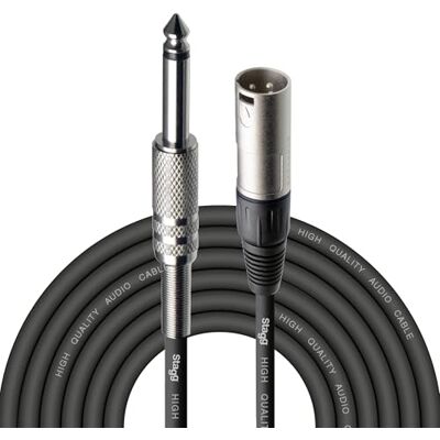 Stagg Nesymetrický mužský kabel XLR-k jack pro připojení vaší kytary k DI-boxu, efekty atd. nebo pro přímé připojení na mixážní pult, černý, 6 m Stagg Nesymetrický mužský kabel XLR-k jack pro připojení vaší kytary k DI-boxu, efekty atd. nebo pro přímé připojení na mixážní pult, černý, 6 m