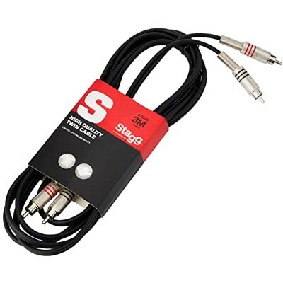 Stagg Profesionální audio kabel 3 metry 2x cinch / 2x chinch, kvalitní kovový konektor Stagg Profesionální audio kabel 3 metry 2x cinch / 2x chinch, kvalitní kovový konektor