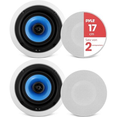 Pyle Nástěnný / stropní reproduktor – duální vestavné reproduktory na strop, regál a stěnu – Bluetooth reproduktory 250 W – robustní 2cestný stereo v bílé barvě, plochý reproduktor pro domácí kino a Pyle Nástěnný / stropní reproduktor – duální vestavné reproduktory na strop, regál a stěnu – Bluetooth reproduktory 250 W – robustní 2cestný stereo v bílé barvě, plochý reproduktor pro domácí kino a