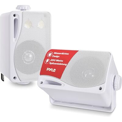 Pyle vodotěsný reproduktor 3,5 palců 200 wattů 3cestný Mini box odolný proti povětrnostním vlivům, bílý, PLMR24 Pyle vodotěsný reproduktor 3,5 palců 200 wattů 3cestný Mini box odolný proti povětrnostním vlivům, bílý, PLMR24