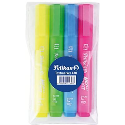 Pelikan 438/4 zvýrazňovače, barevně tříděné, 4 kusy Pelikan 438/4 zvýrazňovače, barevně tříděné, 4 kusy