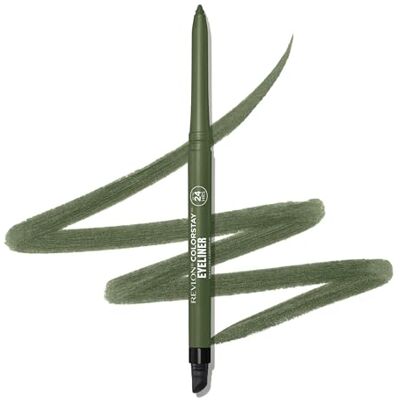 Revlon ColorStay Eyeliner Pencil, nepřenosná a voděodolná tužka na oční linky, zelená, integrované ořezávátko a houba, 206 jadeit, 0,28 g Revlon ColorStay Eyeliner Pencil, nepřenosná a voděodolná tužka na oční linky, zelená, integrované ořezávátko a houba, 206 jadeit, 0,28 g