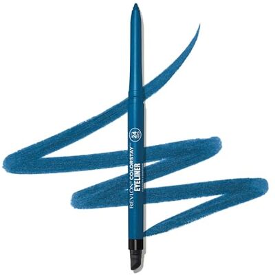 Revlon ColorStay Eyeliner Pencil, nepřenosná a voděodolná tužka na oční linky, modrá, integrované ořezávátko a houbička, 205 safír, 0,28 g Revlon ColorStay Eyeliner Pencil, nepřenosná a voděodolná tužka na oční linky, modrá, integrované ořezávátko a houbička, 205 safír, 0,28 g