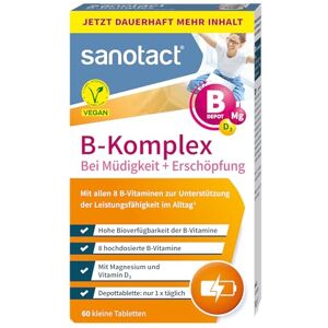 Sanotact komplex B + hořčík + vitamin D3 (60 tablet) • Vysoké dávky vitamínů B s depot a dlouhodobým účinkem • 100% veganský • vitamin B1, B2, B6, B12, D3, biotin, kyselina listová, hořčík Sanotact komplex B + hořčík + vitamin D3 (60 tablet) • Vysoké dávky vitamínů B s depot a dlouhodobým účinkem • 100% veganský • vitamin B1, B2, B6, B12, D3, biotin, kyselina listová, hořčík