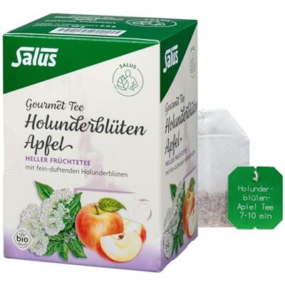 Salus Gourmet Tee bezinky jablkový čaj ochucený ovocný čaj 1x 15 filtračních sáčků (30 g) aromatisierter Früchtetee mit fein-duftenden Holunderblüten bio (30g) Salus Gourmet Tee bezinky jablkový čaj ochucený ovocný čaj 1x 15 filtračních sáčků (30 g) aromatisierter Früchtetee mit fein-duftenden Holunderblüten bio (30g)