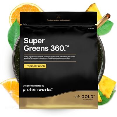 THE PROTEIN WORKS Protein Works Super Greens 360 Gold, Tropisch Punsch, 500 g Rozšířený zelený prášek, 159 zdravotních výhod, spirulina, antioxidanty, superpotraviny a adaptogeny, veganské, 41 porcí THE PROTEIN WORKS Protein Works Super Greens 360 Gold, Tropisch Punsch, 500 g Rozšířený zelený prášek, 159 zdravotních výhod, spirulina, antioxidanty, superpotraviny a adaptogeny, veganské, 41 porcí