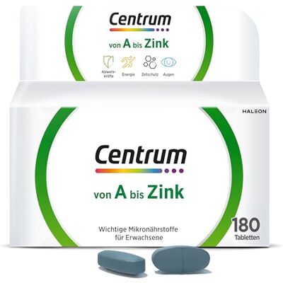 Centrum Od A do zinku, 180 ks multivitamínových tablet Doplněk stravy s vitaminem A-Z pro kompletní každodenní péči vitamíny, minerály, stopové prvky. Centrum Od A do zinku, 180 ks multivitamínových tablet Doplněk stravy s vitaminem A-Z pro kompletní každodenní péči vitamíny, minerály, stopové prvky.