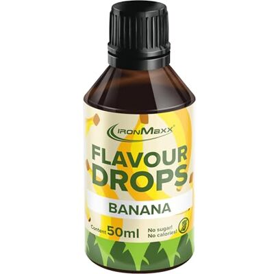 IronMaxx Flavour Kapky – banán 50 ml, bez kalorií a cukru veganské aromatické kapky k slazení potravin praktické kapátko IronMaxx Flavour Kapky – banán 50 ml, bez kalorií a cukru veganské aromatické kapky k slazení potravin praktické kapátko