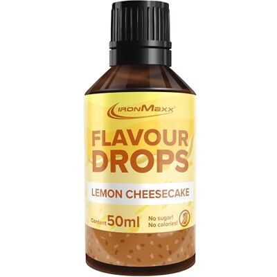 IronMaxx Flavour Drops – Lemon Cheesecake 50 ml bez kalorií a cukru veganské aromatické kapky k slazení potravin praktický kapátko IronMaxx Flavour Drops – Lemon Cheesecake 50 ml bez kalorií a cukru veganské aromatické kapky k slazení potravin praktický kapátko
