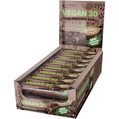 IronMaxx Veganské 30 proteinových tyčinek čokoládová příchuť 24 x 35 g Veganské High Protein proteinové tyčinky bez cukru, bez sóji a palmového oleje IronMaxx Veganské 30 proteinových tyčinek čokoládová příchuť 24 x 35 g Veganské High Protein proteinové tyčinky bez cukru, bez sóji a palmového oleje
