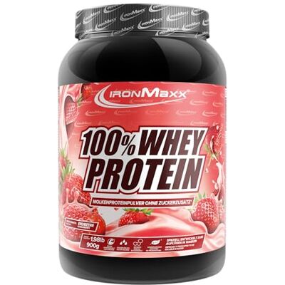 IronMaxx 100% syrovátkový protein prášek jahoda 900 g dóza s redukcí cukru, ve vodě rozpustný proteinový prášek ze syrovátkového proteinu mnoho různých příchutí IronMaxx 100% syrovátkový protein prášek jahoda 900 g dóza s redukcí cukru, ve vodě rozpustný proteinový prášek ze syrovátkového proteinu mnoho různých příchutí