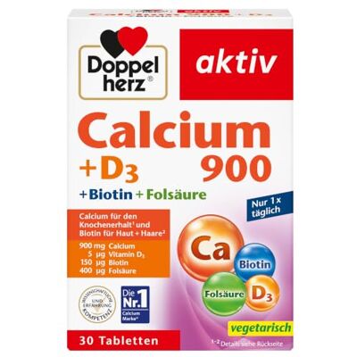 Doppelherz Vápník 900 + D3 + biotin – kyselina listová Vápník přispívá k normálnímu zachování kostí a k normální funkci svalů – 30 tablet Doppelherz Vápník 900 + D3 + biotin – kyselina listová Vápník přispívá k normálnímu zachování kostí a k normální funkci svalů – 30 tablet