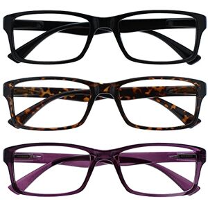 OPULIZE PEP brýle na čtení pro dámy a pány balení 3 ks velké obdélníkové brýle komfortní pružinové panty odolné proti poškrábání černé hnědé fialové UVR +1. 50 OPULIZE PEP brýle na čtení pro dámy a pány balení 3 ks velké obdélníkové brýle komfortní pružinové panty odolné proti poškrábání černé hnědé fialové UVR +1. 50