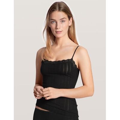 Calida Etude Toujours špagetové top dámské, nastavitelné popruhy, elegantní vzhled proužků, se Swiss+Cottonovou pečetí jakosti Calida Etude Toujours špagetové top dámské, nastavitelné popruhy, elegantní vzhled proužků, se Swiss+Cottonovou pečetí jakosti