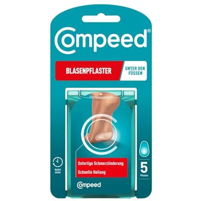 Compeed Náplast na puchýře pod nohama 5x náplast na nohy snižující tření Polstrovaná náplast na chodidla, urychluje rychlejší hojení při sportu, okamžitá úleva od bolesti, 4,0 x 6,6 cm Compeed Náplast na puchýře pod nohama 5x náplast na nohy snižující tření Polstrovaná náplast na chodidla, urychluje rychlejší hojení při sportu, okamžitá úleva od bolesti, 4,0 x 6,6 cm