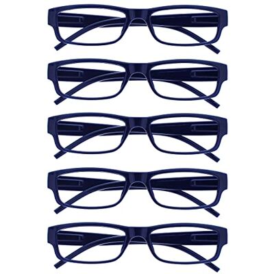 OPULIZE The Reading Glasses Company Lehké brýle na čtení od Hawksbill pro dospělé dospělí optický výkon +3. 00 (Pack of 5) tmavě modré OPULIZE The Reading Glasses Company Lehké brýle na čtení od Hawksbill pro dospělé dospělí optický výkon +3. 00 (Pack of 5) tmavě modré