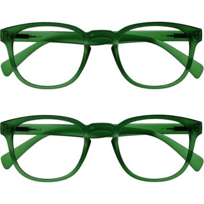OPULIZE Pop brýle na čtení balení 2 ks Keck kulaté matné rámové pružinové panty odolné proti poškrábání zelené pánské dámské RR2-6 +3. 50 OPULIZE Pop brýle na čtení balení 2 ks Keck kulaté matné rámové pružinové panty odolné proti poškrábání zelené pánské dámské RR2-6 +3. 50