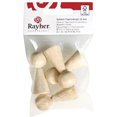 Rayher 6247000 Rohholz-Figurenkegel FSC 100%, 50mm, SB-Btl 4Stück Rayher 6247000 Rohholz-Figurenkegel FSC 100%, 50mm, SB-Btl 4Stück