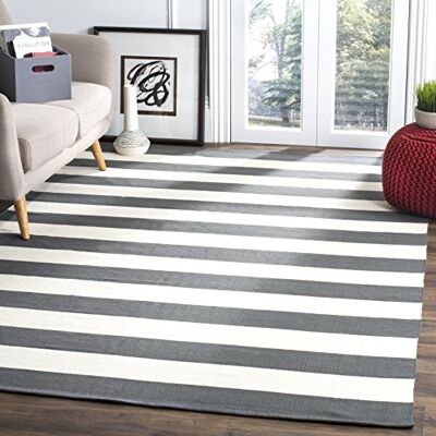 Safavieh Moderní koberec do obývacího pokoje, jídelny, ložnice – Montauk Collection, krátká vlas, šedá a slonovina, 152 × 244 cm Safavieh Moderní koberec do obývacího pokoje, jídelny, ložnice – Montauk Collection, krátká vlas, šedá a slonovina, 152 × 244 cm