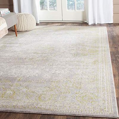 Safavieh Distressed koberec do obývacího pokoje, jídelny, ložnice Passion Collection, krátká předsíň, šedá a zelená, 155 x 231 cm Safavieh Distressed koberec do obývacího pokoje, jídelny, ložnice Passion Collection, krátká předsíň, šedá a zelená, 155 x 231 cm