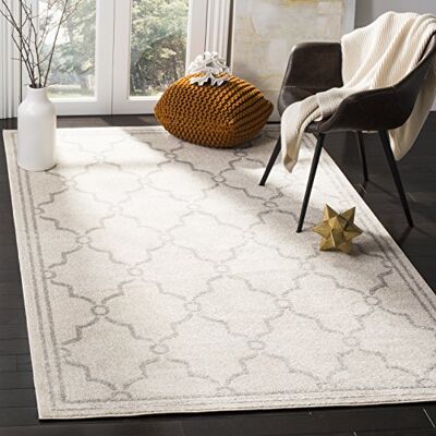 Safavieh Geometrický koberec do obývacího pokoje, jídelny, ložnice kolekce Amherst, krátká předsíň, slonová kost a světle šedá, 152 X 244 cm Safavieh Geometrický koberec do obývacího pokoje, jídelny, ložnice kolekce Amherst, krátká předsíň, slonová kost a světle šedá, 152 X 244 cm