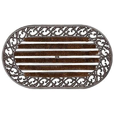 Relaxdays Rohožka z litiny s kartáčem, v š x š x š cca 4 x 73 x 42 cm, kovová škrabka na boty v secesním stylu, bronz Relaxdays Rohožka z litiny s kartáčem, v š x š x š cca 4 x 73 x 42 cm, kovová škrabka na boty v secesním stylu, bronz