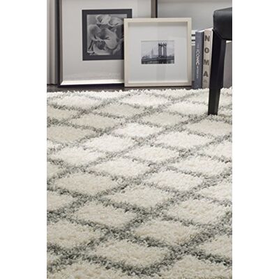 Safavieh Koberec chlupatý do obývacího pokoje, jídelny, ložnice – Dallas Shag Collection, vysoký vlas, slonovina a šedá, 122 × 183 cm Safavieh Koberec chlupatý do obývacího pokoje, jídelny, ložnice – Dallas Shag Collection, vysoký vlas, slonovina a šedá, 122 × 183 cm