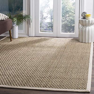 Safavieh Koberec z přírodního vlákna pro obývací pokoj, jídelnu, ložnici kolekce Natural Fiber Collection, krátký vlas, přírodní a hnědý, 120 x 120 cm Safavieh Koberec z přírodního vlákna pro obývací pokoj, jídelnu, ložnici kolekce Natural Fiber Collection, krátký vlas, přírodní a hnědý, 120 x 120 cm