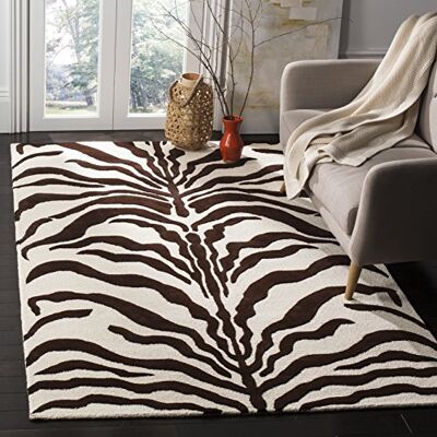 Safavieh Zebra koberec do obývacího pokoje, jídelny, ložnice Cambridge Collection, krátká předsíň, slonová kost a hnědá, 122 X 183 cm Safavieh Zebra koberec do obývacího pokoje, jídelny, ložnice Cambridge Collection, krátká předsíň, slonová kost a hnědá, 122 X 183 cm