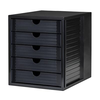 HAN Zásuvkový box systémový box karma min. 80 % recyklovaný plast s 5 uzavřenými zásuvkami, vč. výsuvného blokování plus popisovací klip, gumové nohy, černý, 14508-13 HAN Zásuvkový box systémový box karma min. 80 % recyklovaný plast s 5 uzavřenými zásuvkami, vč. výsuvného blokování plus popisovací klip, gumové nohy, černý, 14508-13