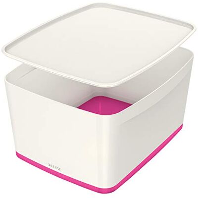 Leitz MyBox, úložný box s víkem, velký, neprůhledný, bílá/růžová metalíza, plast, 52161023 Leitz MyBox, úložný box s víkem, velký, neprůhledný, bílá/růžová metalíza, plast, 52161023