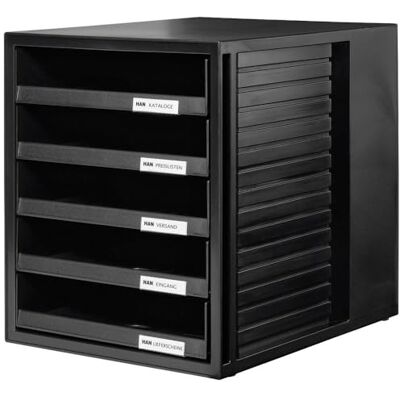 HAN Zásuvkový box od , 1401, skříňová sada, DIN A4 a větší, 5 otevřených zásuvek, černá HAN Zásuvkový box od , 1401, skříňová sada, DIN A4 a větší, 5 otevřených zásuvek, černá