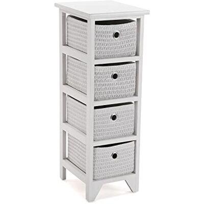Versa Ohai nábytek do koupelny, komoda se 4 odkládacími přihrádkami, rozměry (v x d x š) 72 x 30 x 25 cm, dřevo, barva: bílá Versa Ohai nábytek do koupelny, komoda se 4 odkládacími přihrádkami, rozměry (v x d x š) 72 x 30 x 25 cm, dřevo, barva: bílá