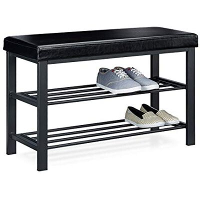 Relaxdays Lavice na boty , otevřená, pro 6 – 8 párů bot, botník se sedákem, polstrování z umělé kůže, (V × Š × H) 49 × 81 × 32 cm, 2 patra Relaxdays Lavice na boty , otevřená, pro 6 – 8 párů bot, botník se sedákem, polstrování z umělé kůže, (V × Š × H) 49 × 81 × 32 cm, 2 patra