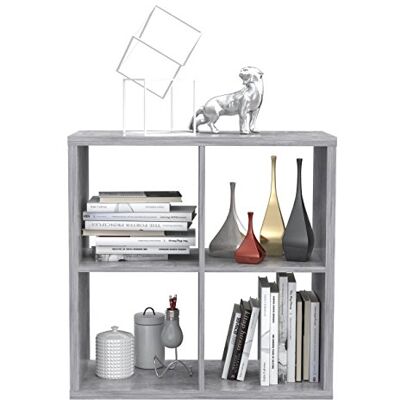 FORTE Mauro regál 2x2 přihrádky, dřevěný materiál, vzhled betonu světle šedá, (Š*V*H): 72,7 x 72,8 x 32,9 cm FORTE Mauro regál 2x2 přihrádky, dřevěný materiál, vzhled betonu světle šedá, (Š*V*H): 72,7 x 72,8 x 32,9 cm