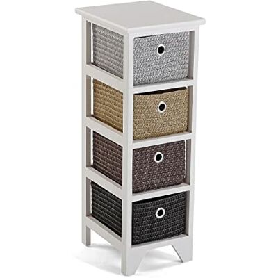 Versa Lingbo nábytek do koupelny, zásuvková jednotka se 4 zásuvkami pro organizování, moderní a zábavné skladování, opatření (v x d x š) 72 x 30 x 25 cm, dřevo a plast, barva: bílá Versa Lingbo nábytek do koupelny, zásuvková jednotka se 4 zásuvkami pro organizování, moderní a zábavné skladování, opatření (v x d x š) 72 x 30 x 25 cm, dřevo a plast, barva: bílá
