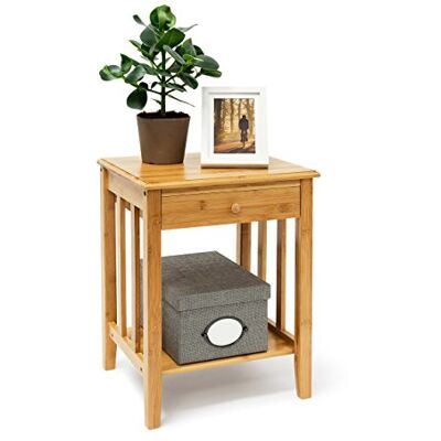 Relaxdays Bambusový servírovací stolek se zásuvkou, v × š × h: cca 51,5 × 40,5 × 30,5 cm, noční stolek z robustního dřeva jako úzká noční konzola se zásuvkou jako malý stůl se 2 odkládacími plochami, přírodní Relaxdays Bambusový servírovací stolek se zásuvkou, v × š × h: cca 51,5 × 40,5 × 30,5 cm, noční stolek z robustního dřeva jako úzká noční konzola se zásuvkou jako malý stůl se 2 odkládacími plochami, přírodní