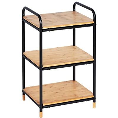 Wenko Regál Loft z bambusu se 3 patry – koupelnový regál, regál do obývacího pokoje, bambus, 42 x 69 x 33. 5 cm, hnědá, černá, 69 x 33. 5 x 42 cm Wenko Regál Loft z bambusu se 3 patry – koupelnový regál, regál do obývacího pokoje, bambus, 42 x 69 x 33. 5 cm, hnědá, černá, 69 x 33. 5 x 42 cm