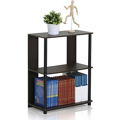 Furinno JAYA regál s jednoduchým designem a 3 úrovněmi, dřevo, ořech, černá, 29,46 x 59,94 x 75,69 cm Furinno JAYA regál s jednoduchým designem a 3 úrovněmi, dřevo, ořech, černá, 29,46 x 59,94 x 75,69 cm